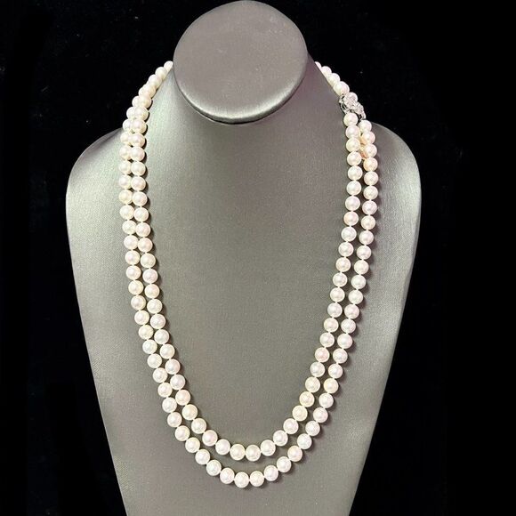 Fine Quality Akoya Pearl Diamond Necklace 14kGold 8.5 mm Certified $14950 221250 - Picture 1 of 11